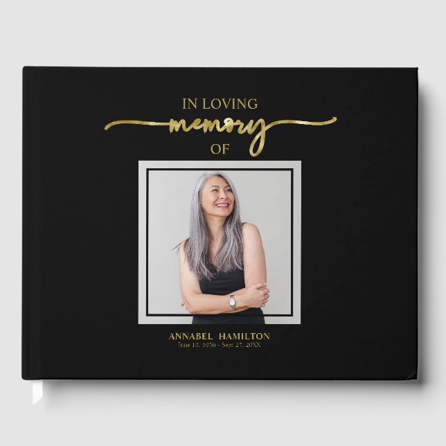 Calligraphy Photo Memorial Remembrance Guest Book (Front)