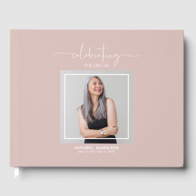 Calligraphy Photo Memorial Remembrance Guest Book (Front)