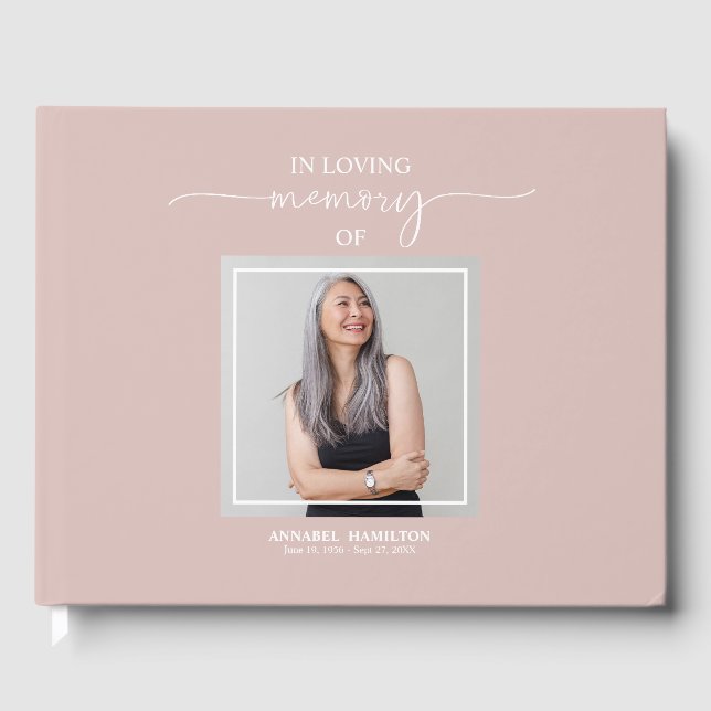 Calligraphy Photo Memorial Remembrance Guest Book (Front)