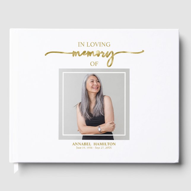Calligraphy Photo Memorial Remembrance Guest Book (Front)