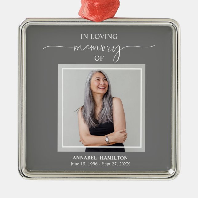 Calligraphy Photo Memorial Remembrance Metal Ornam Metal Ornament (Front)