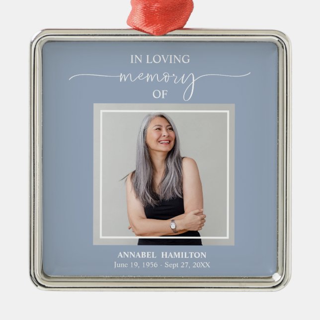 Calligraphy Photo Memorial Remembrance Metal Ornam Metal Ornament (Front)