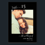 Calligraphy Photo Monogram Black Wedding  Table Number<br><div class="desc">Elegant Calligraphy Script Heart Black Wedding Table Numbers Double Sided with custom personalized photo. Help your guests easily find their way with these simple elegant double sided table number cards. Easily to add the photos, numbers, monogram names with heart and date! Features a pretty hand lettering calligraphy "the wedding of",...</div>