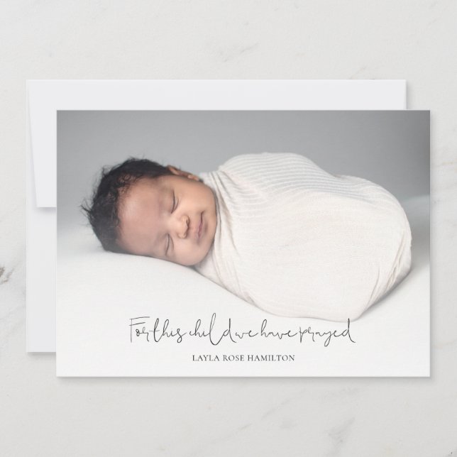 Calligraphy Photo New Baby Religious Thank You  (Front)