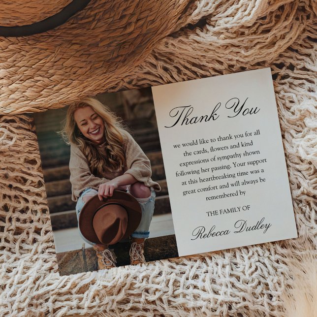 Calligraphy Photo Thank You Card | Sympathy (Creator Uploaded)