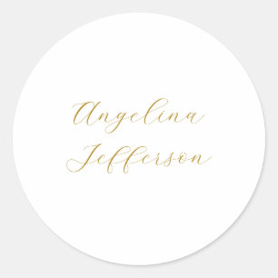 Calligraphy Professional Elegant Gold Color Classic Round Sticker