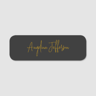 Calligraphy Professional Elegant Gold Color Name Tag