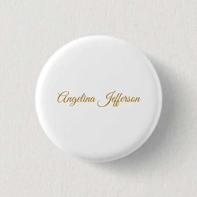 Calligraphy Professional Elegant Gold Colour 1 Inch Round Button (Front)