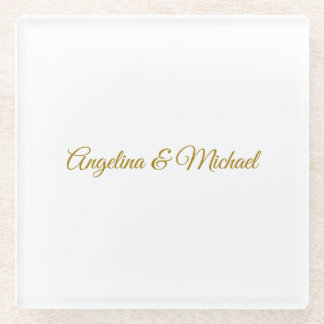 Calligraphy Professional Elegant Gold Colour Glass Coaster