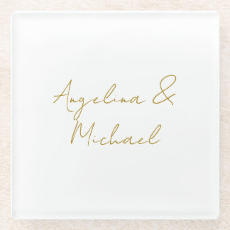 Calligraphy Professional Elegant Gold Colour Glass Coaster