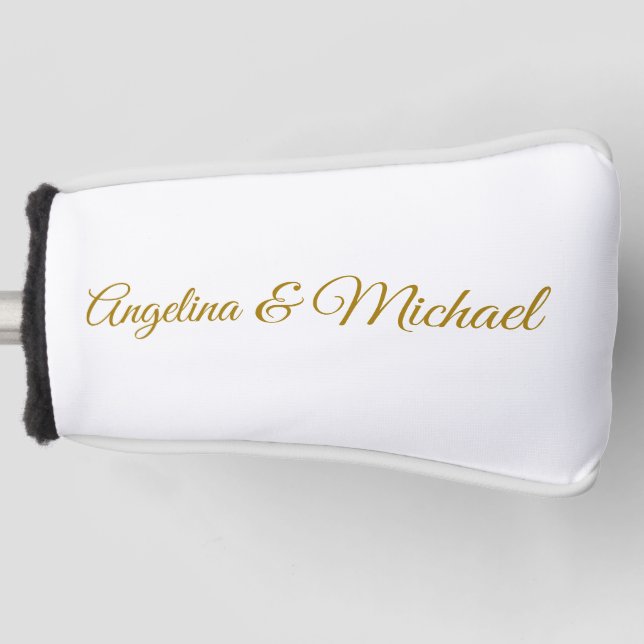 Calligraphy Professional Elegant Gold Colour Golf Head Cover (Front)