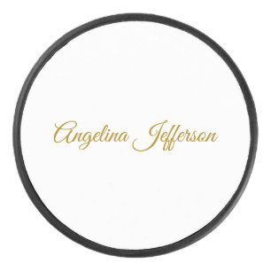 Calligraphy Professional Elegant Gold Colour Hockey Puck
