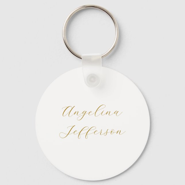 Calligraphy Professional Elegant Gold Colour Keychain (Front)