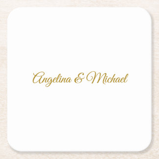 Calligraphy Professional Elegant Gold Colour Square Paper Coaster