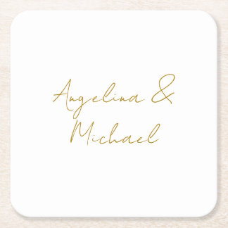 Calligraphy Professional Elegant Gold Colour Square Paper Coaster