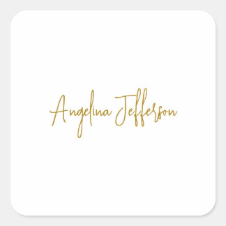 Calligraphy Professional Elegant Gold Colour Square Sticker