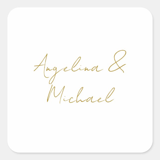 Calligraphy Professional Elegant Gold Colour Square Sticker (Front)