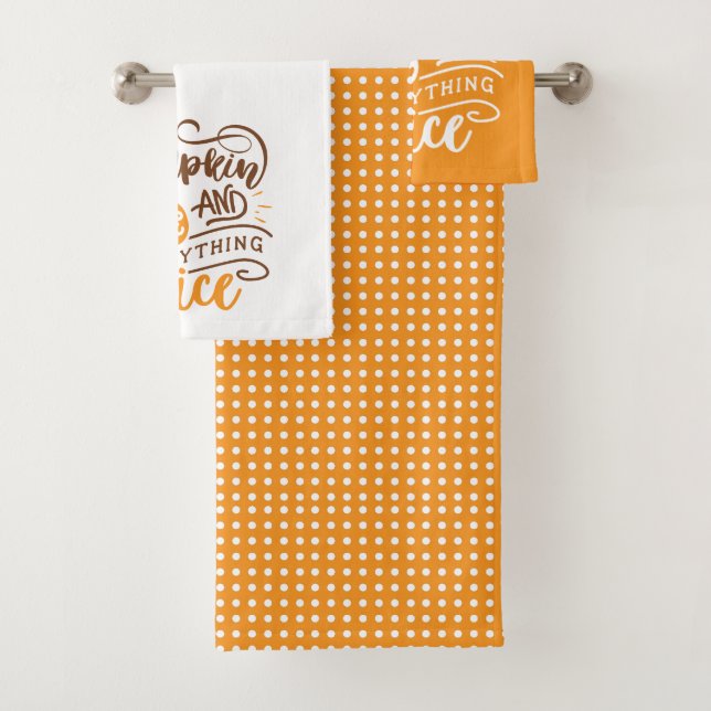 Calligraphy Pumpkin Spice and Everything Nice Bath Towel Set (Insitu)