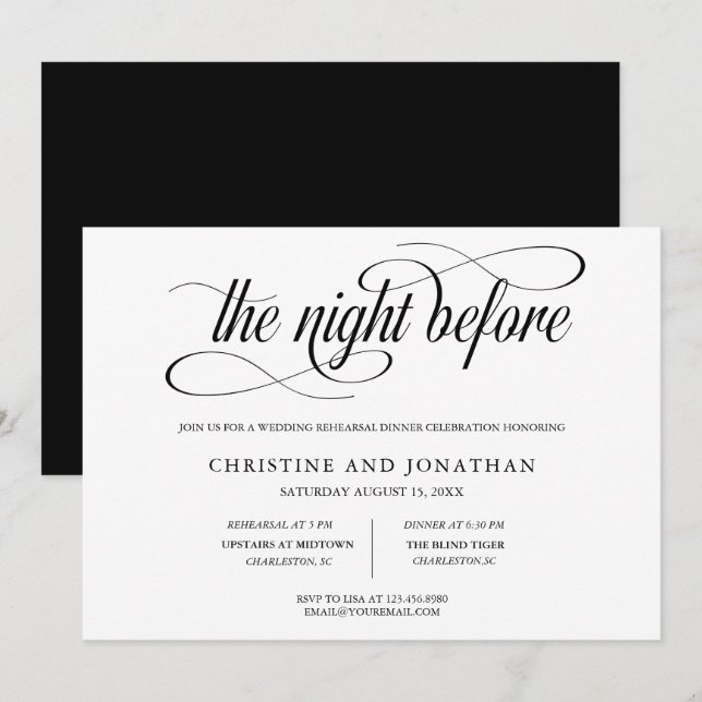 Calligraphy Rehearsal Dinner  Invitation (Front/Back)