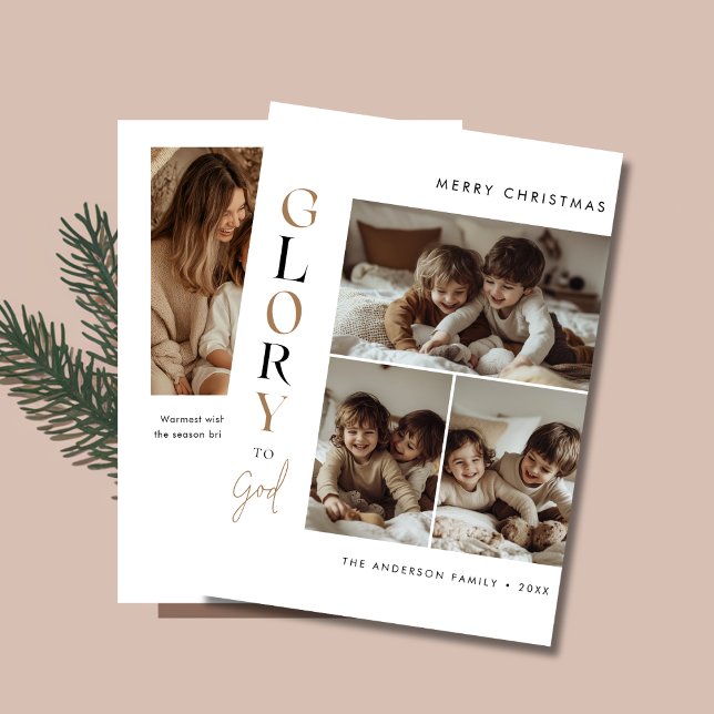 Calligraphy Religious Christmas Glory To God Photo Holiday Card (Creator Uploaded)