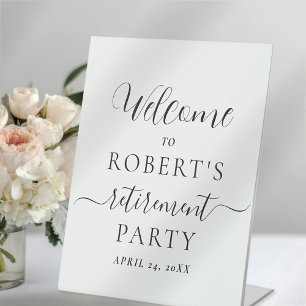 Calligraphy Retirement Party Welcome Pedestal  Sign