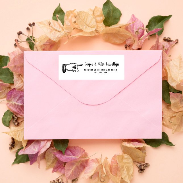 calligraphy return address label finger pointing (Creator Uploaded)