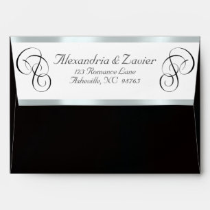 Calligraphy & Ribbon Envelope - Black/Silver