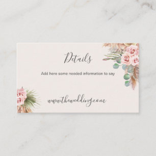 Calligraphy Rustic Boho Floral Wedding Website Bus Business Card