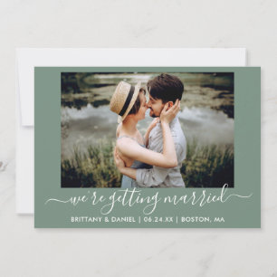 Calligraphy Sage Green Getting Married Save The Date