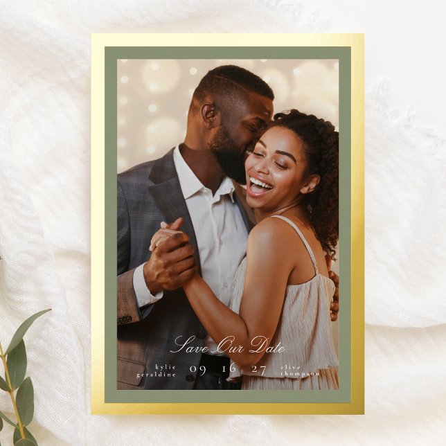 Calligraphy Sage Green Gold Framed Classic photo (Creator Uploaded)