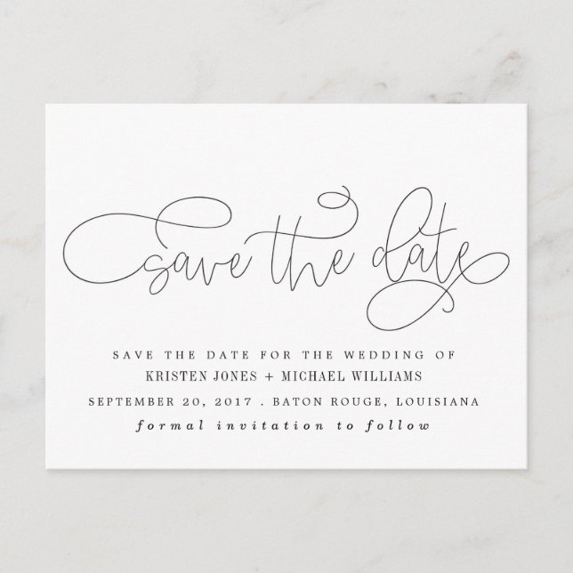 Calligraphy Save the Date Announcement Postcard (Front)