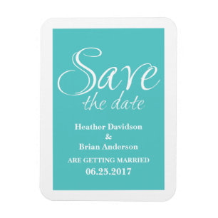 Calligraphy Save the Date Magnet, Turquoise Magnet