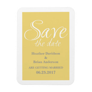 Calligraphy Save the Date Magnet, Yellow Magnet
