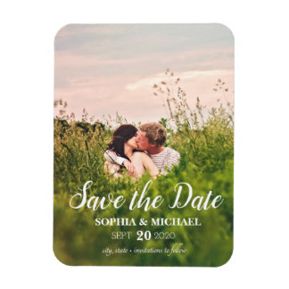 Calligraphy Save the Date Wedding Photo Magnet