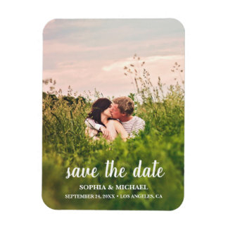 Calligraphy Save the Date Wedding Photo Magnet