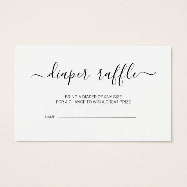 Calligraphy Script Baby Shower Diaper Raffle Card (Front)