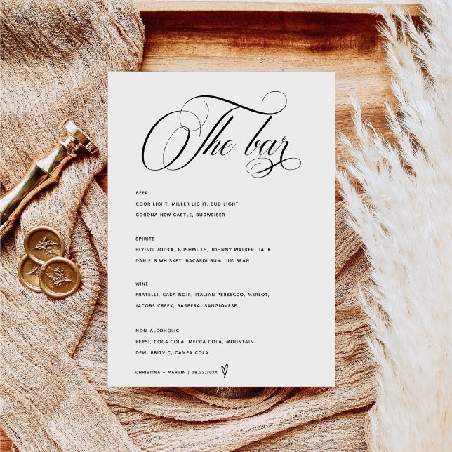 Calligraphy Script Bar Menu Cheers Wedding Sign (Creator Uploaded)