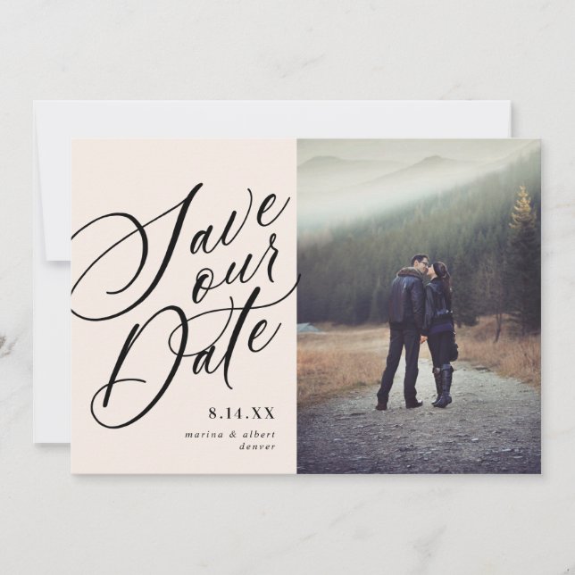 Calligraphy Script | Blush | Photo Save The Date (Front)