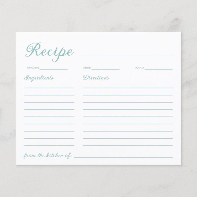 Calligraphy Script Bridal Shower Recipe Card (Front)