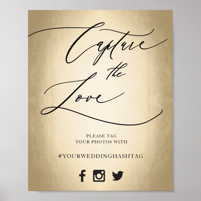 Calligraphy Script Capture The Love Wedding Sign (Front)