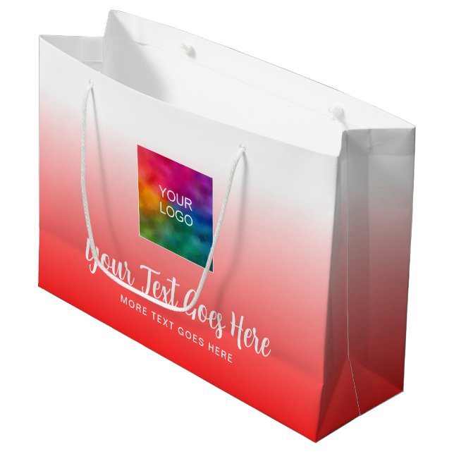 Calligraphy Script Custom Logo Here Red Template Large Gift Bag (Front Angled)