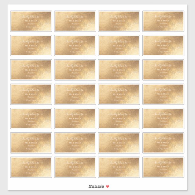 Calligraphy Script DIY Guest Address Faux Gold (Sheet)