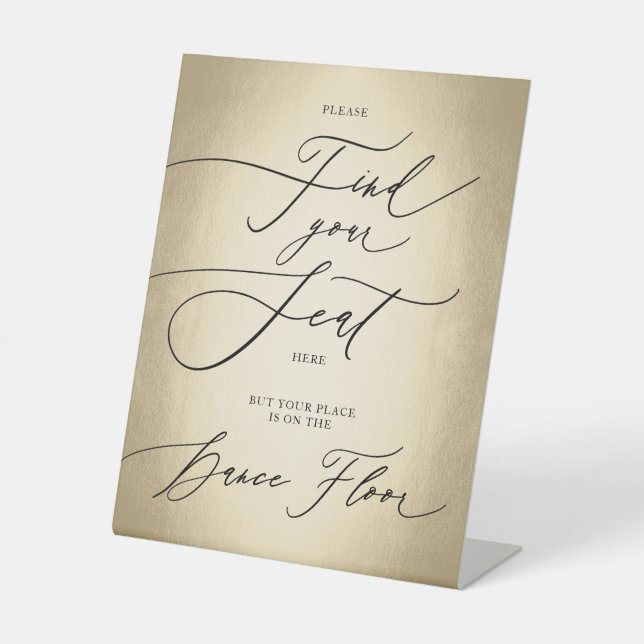 Calligraphy Script Find Your Seat Wedding Pedestal Sign (Front)