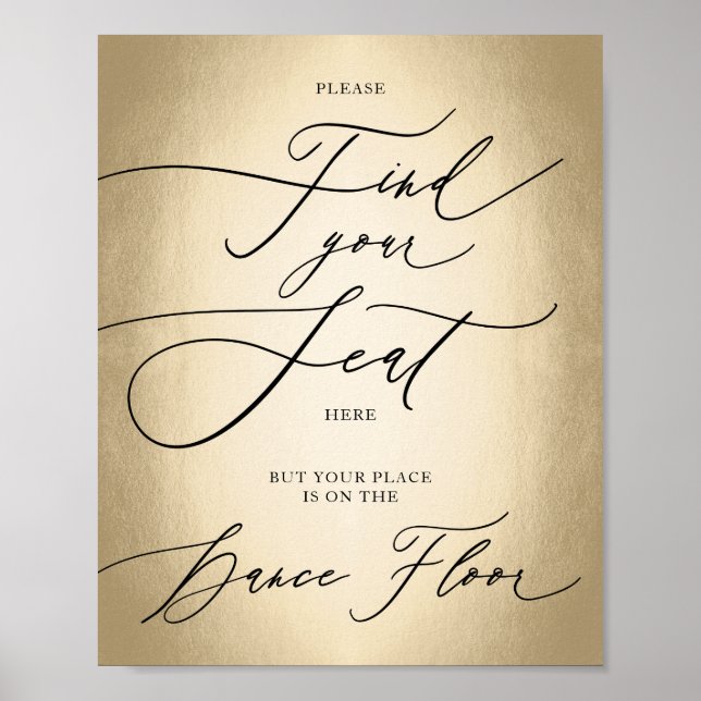 Calligraphy Script Find Your Seat Wedding Sign (Front)