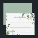 Calligraphy Script Foliage Wedding Advice Card<br><div class="desc">This calligraphy script foliage wedding advice card is perfect for a modern wedding. The design features watercolor hand-drawn elegant botanical eucalyptus branches and leaves, arranged in beautiful bouquets and geometric patterns. These cards are perfect for a wedding, bridal shower, baby shower, graduation party & more. Personalize the cards with the...</div>