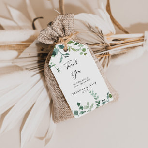 Calligraphy Script Foliage Wedding Thank You Gift Tags