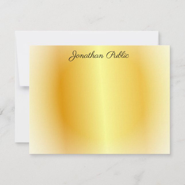 Calligraphy Script Gold And White Elegant Text Card (Front)