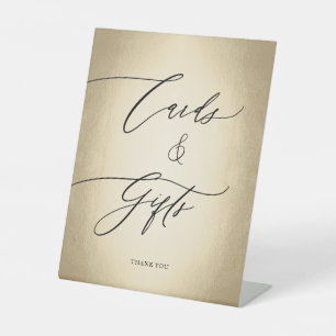 Calligraphy Script Gold Cards & Gifts Wedding Pedestal Sign