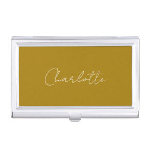 Calligraphy Script Gold Colour Custom Name Edit Business Card Holder