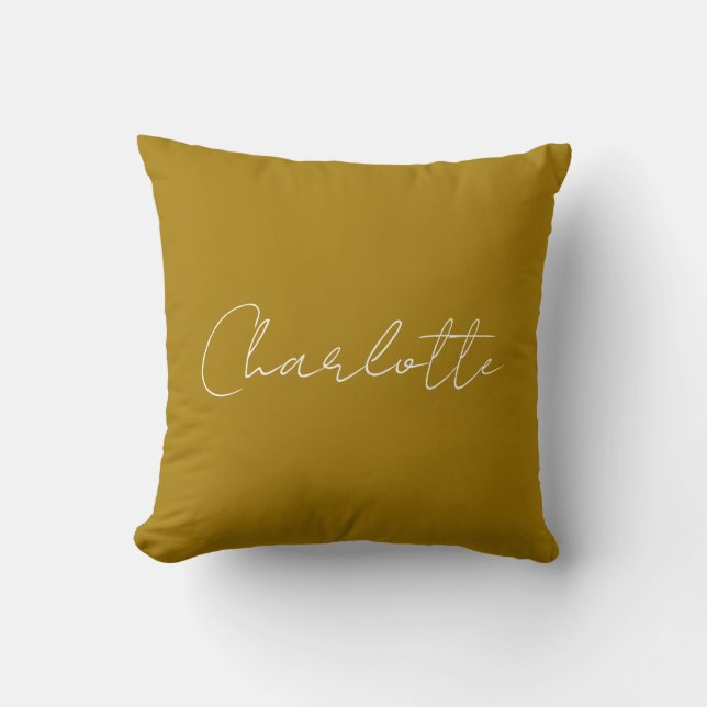 Calligraphy Script Gold Colour Custom Name Edit Throw Pillow (Front)